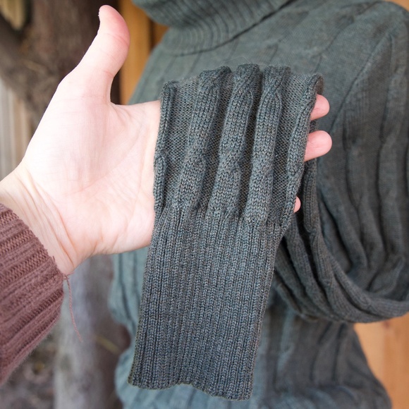 Vintage Laura Ashley 100% Wool Green Knitted Turtleneck Sweater Woman's Size M - Picture 5 of 16